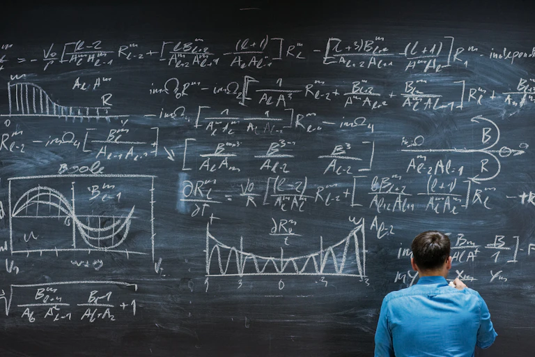 Blackboard covered with equations
