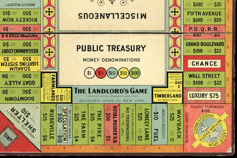 The board for the original Landlord's Game, now known as Monopoly.