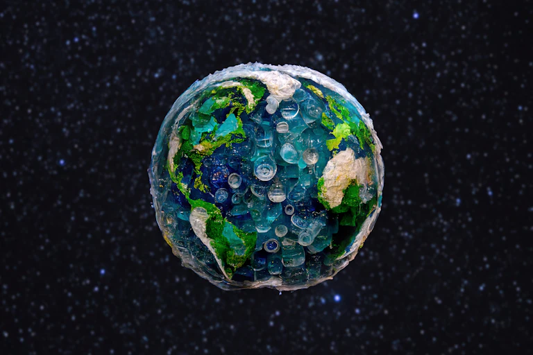 globe covered in plastic