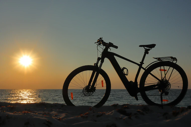 e-bike silhouette sunset