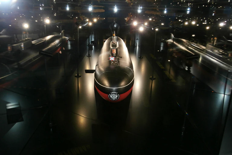 Model of a nuclear submarine in a dark room