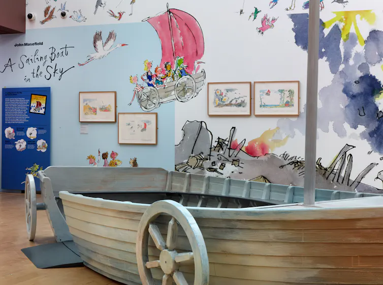 A museum space kitted out in a Quentin Blake exhibition for children.