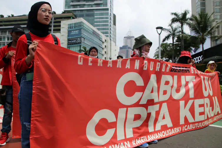 Demo UU Cipta Kerja di Jakarta