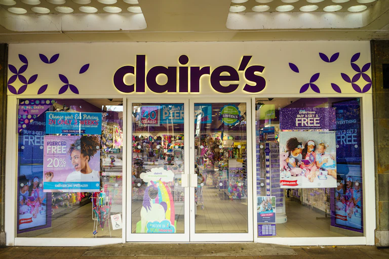 Claire's shop front.