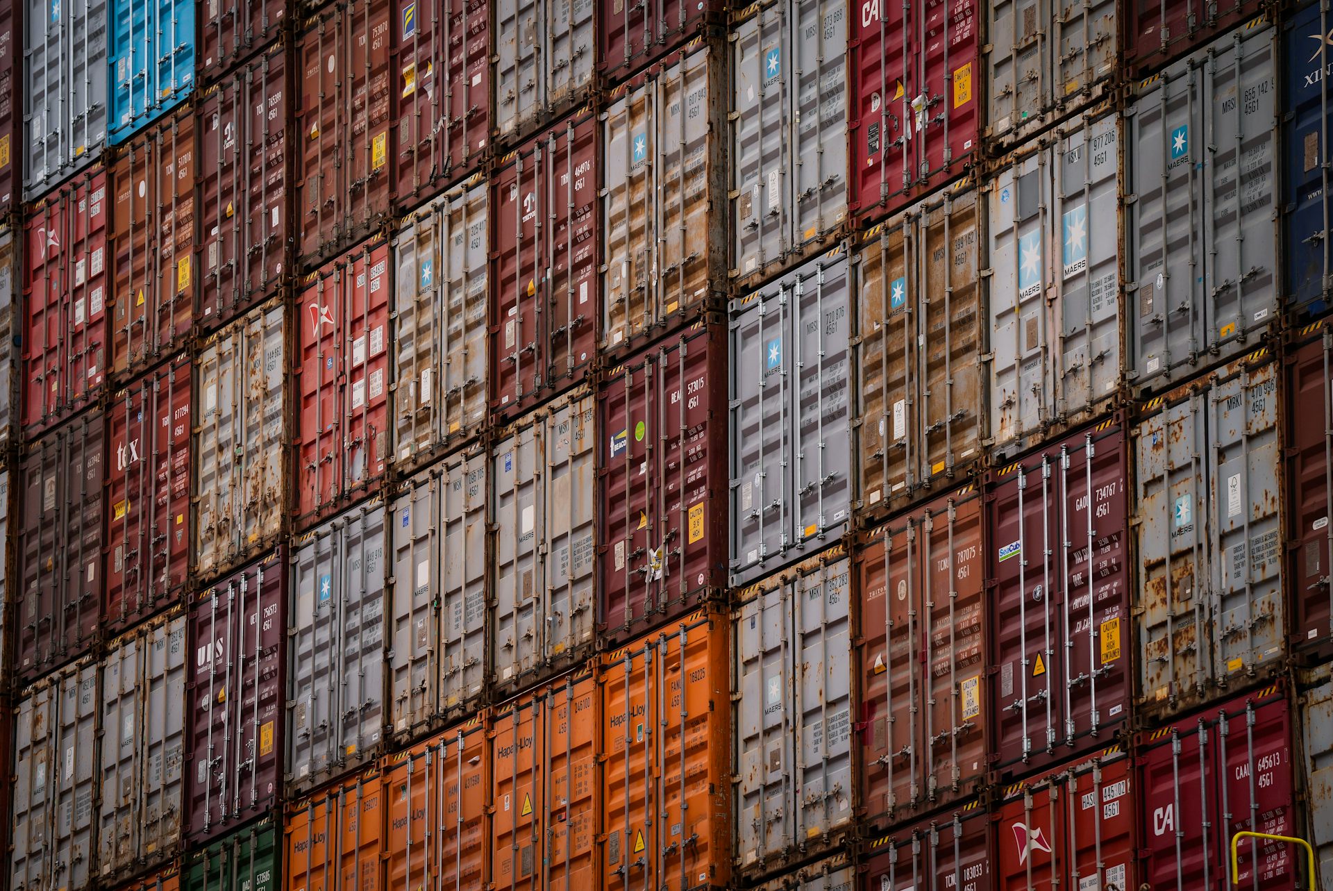 Cargo containers stacked on a container ship