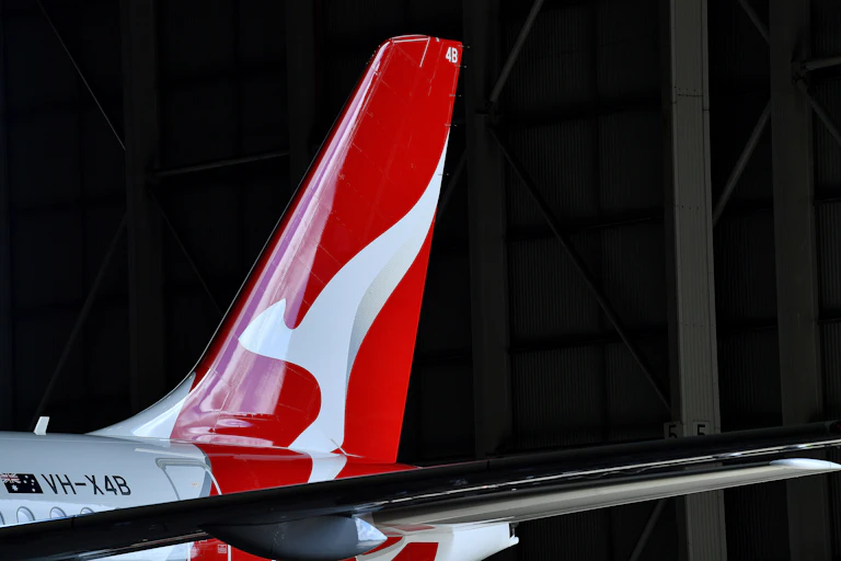 Qantas logo on an aircraft tail