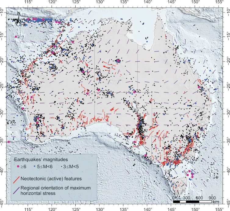Map of Australian earthquakes