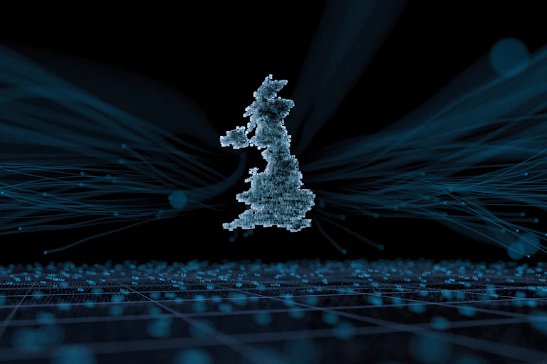 Abstract digital UK map.