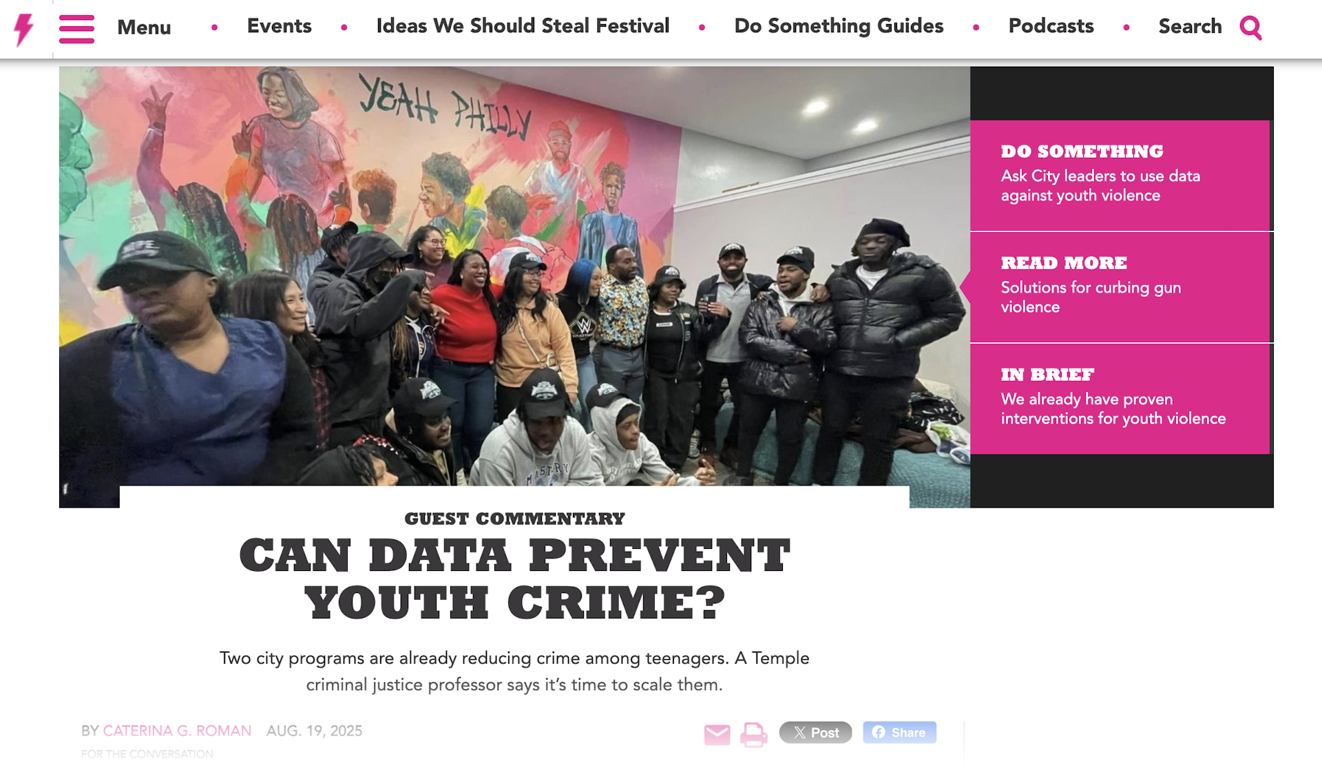 Headline in The Philadelphia Citizen reads: Can data prevent youth crime?
