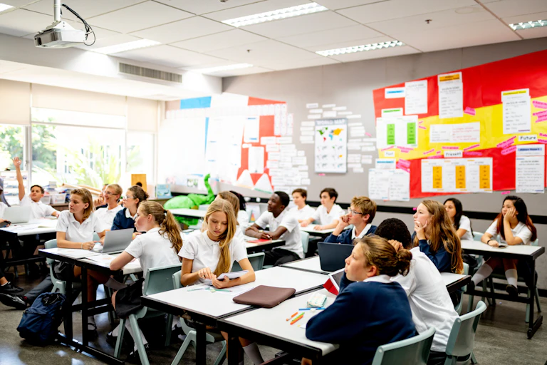 School students in classroom