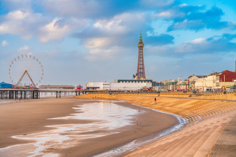 Deserted beach and tower