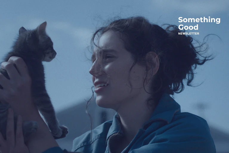 Woman holding a kitten