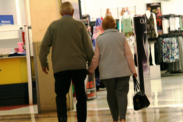 Pensioner's wander through a shopping centre in Sydney,