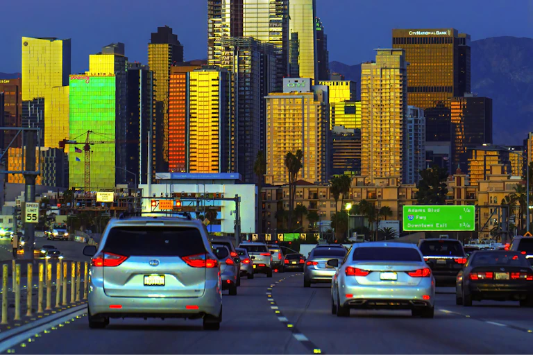 Cars on a freeway