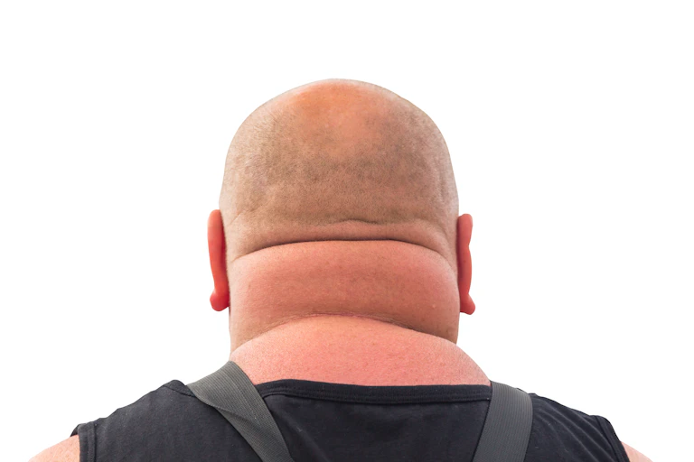 Man with thick neck, seen from behind.