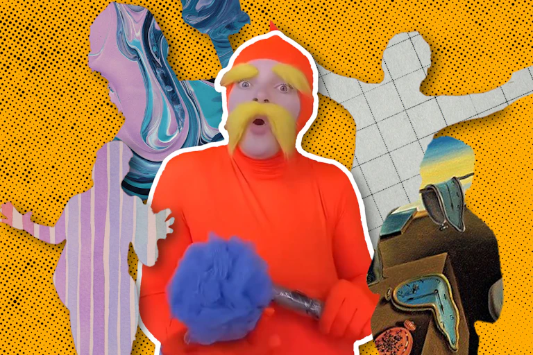 Collage of a TikTok personality and abstract colours and textures
