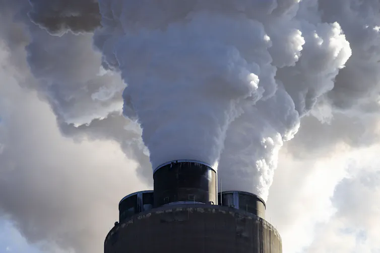 Steam from a chimney at a coal plant.