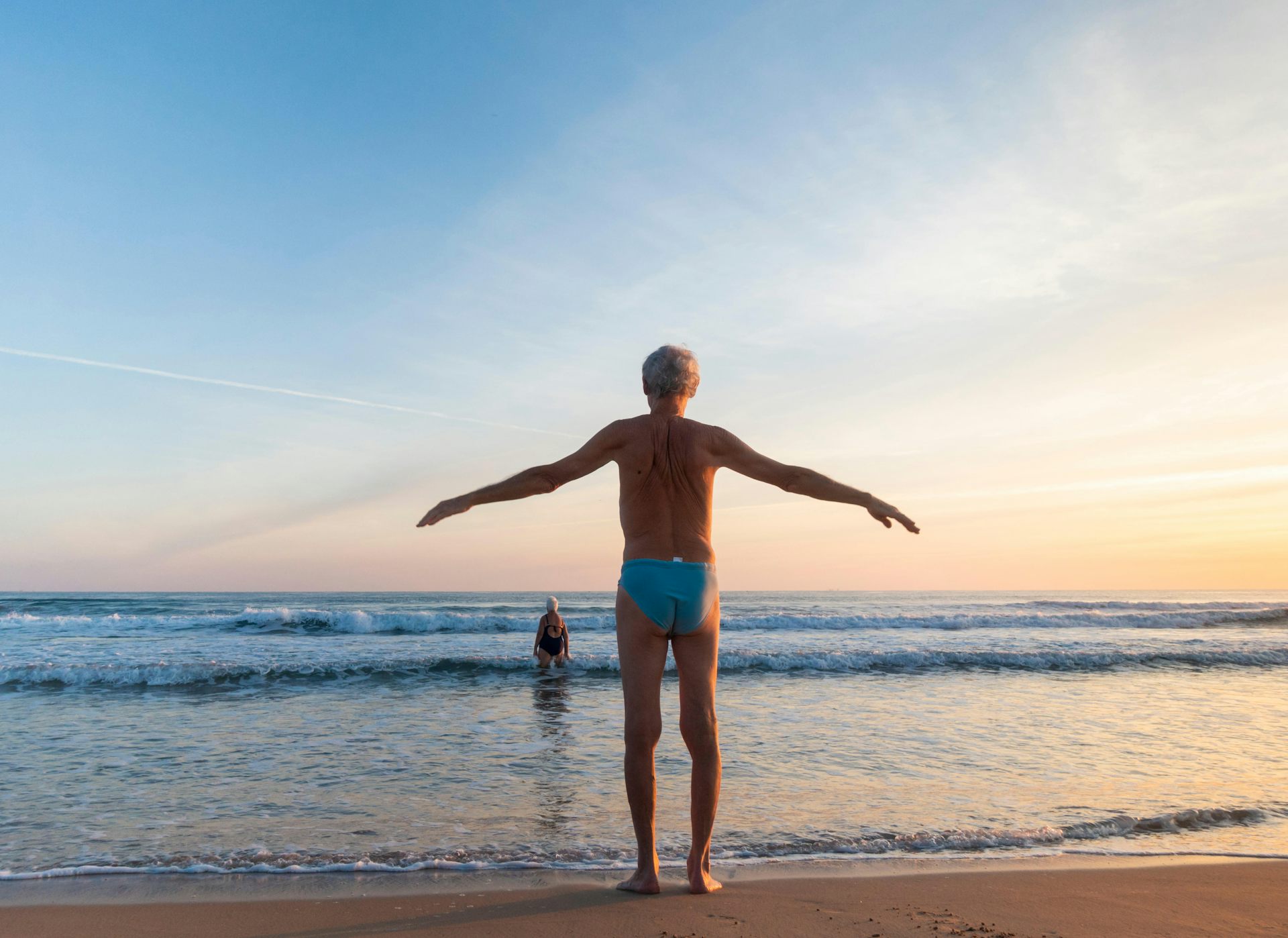 Elderly people at the beach.