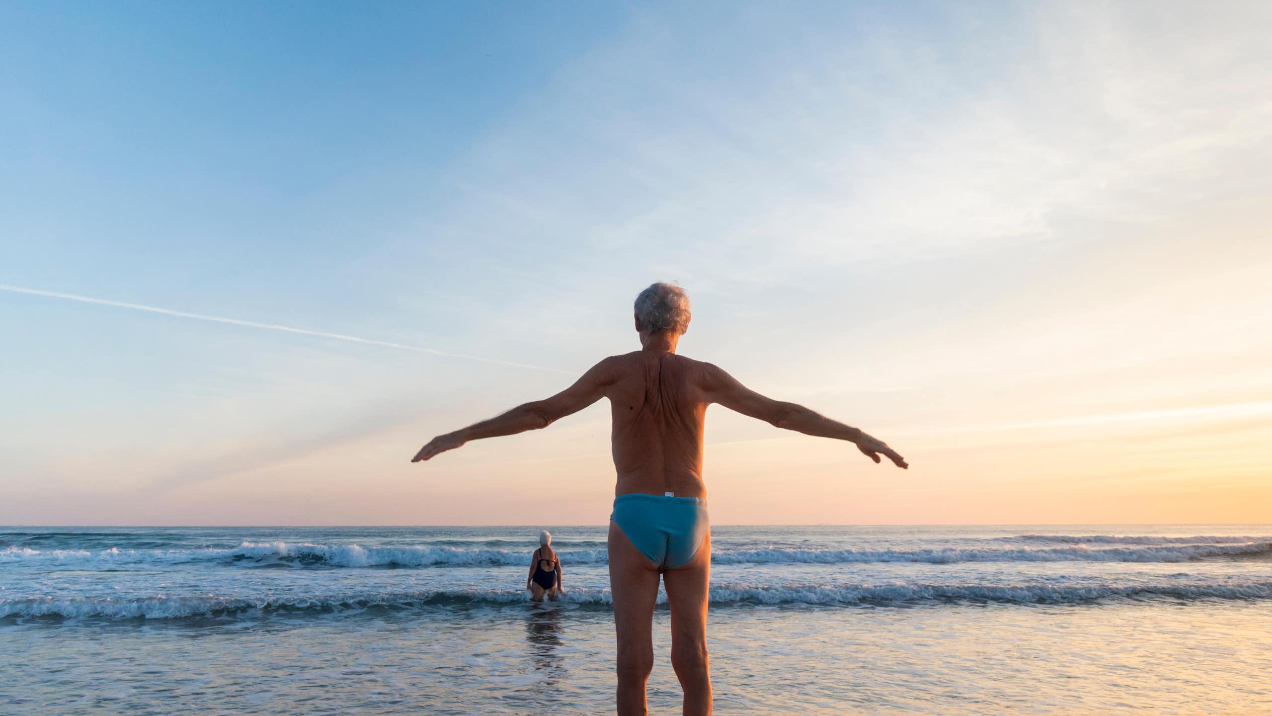 Elderly people at the beach.
