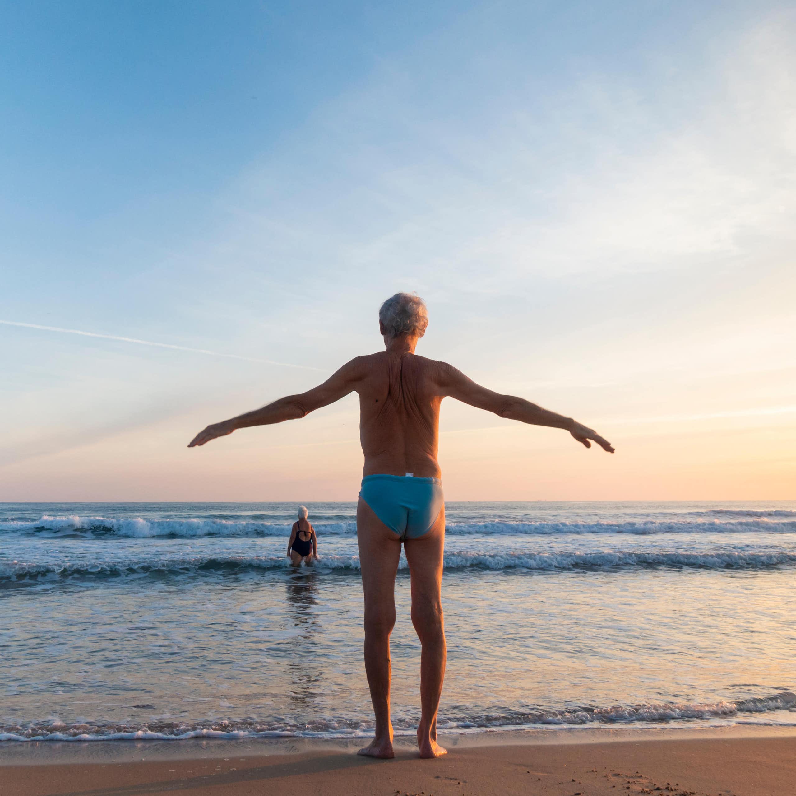 Elderly people at the beach.