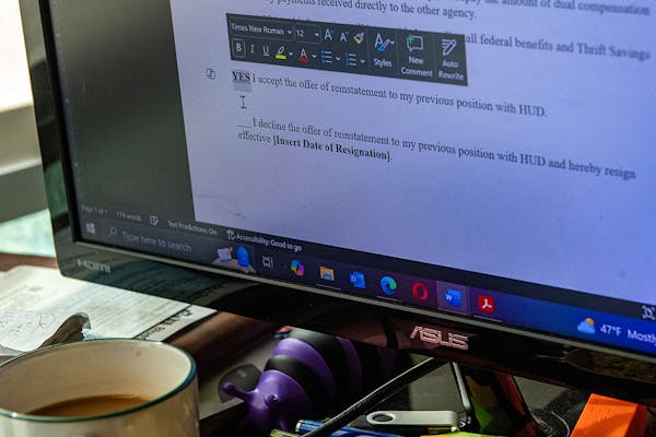 A corner of a computer screen showing a form with options for an employee to select.