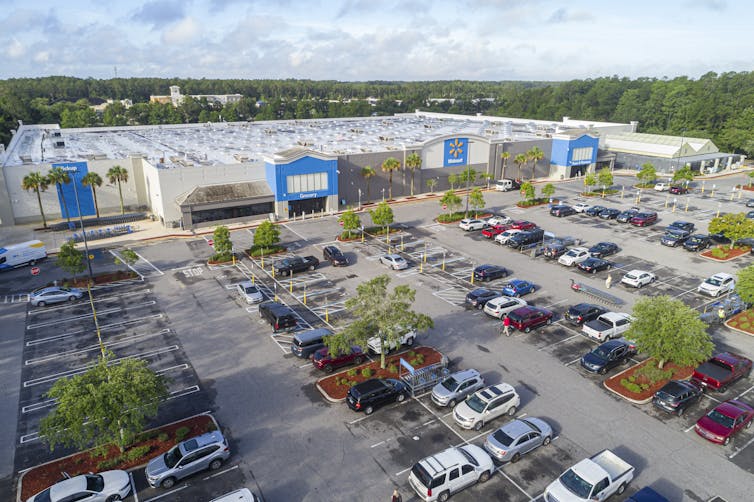 Jacksonville, Florida, Walmart discount department, aerial view