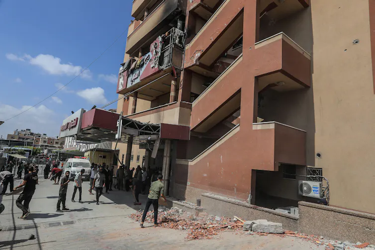 A view of damage to GAza's Nasser hospital after the airstrikes on August 25 2025.
