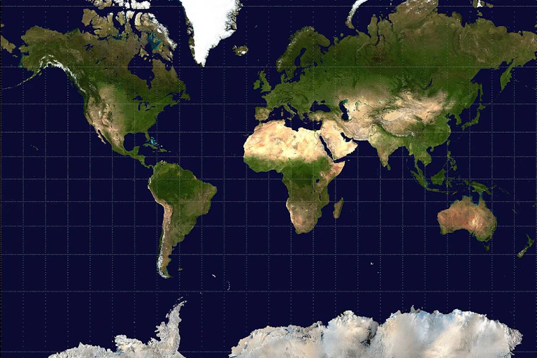 Mercator projection of the Earth.