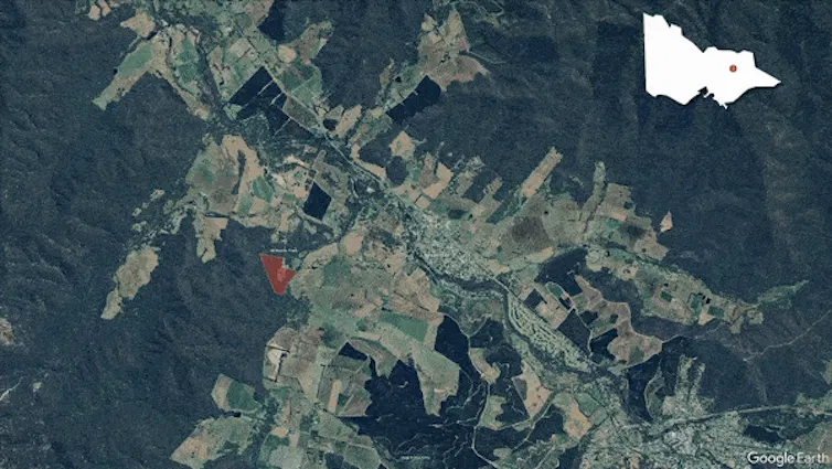 A map zoom in on Porepunkah
