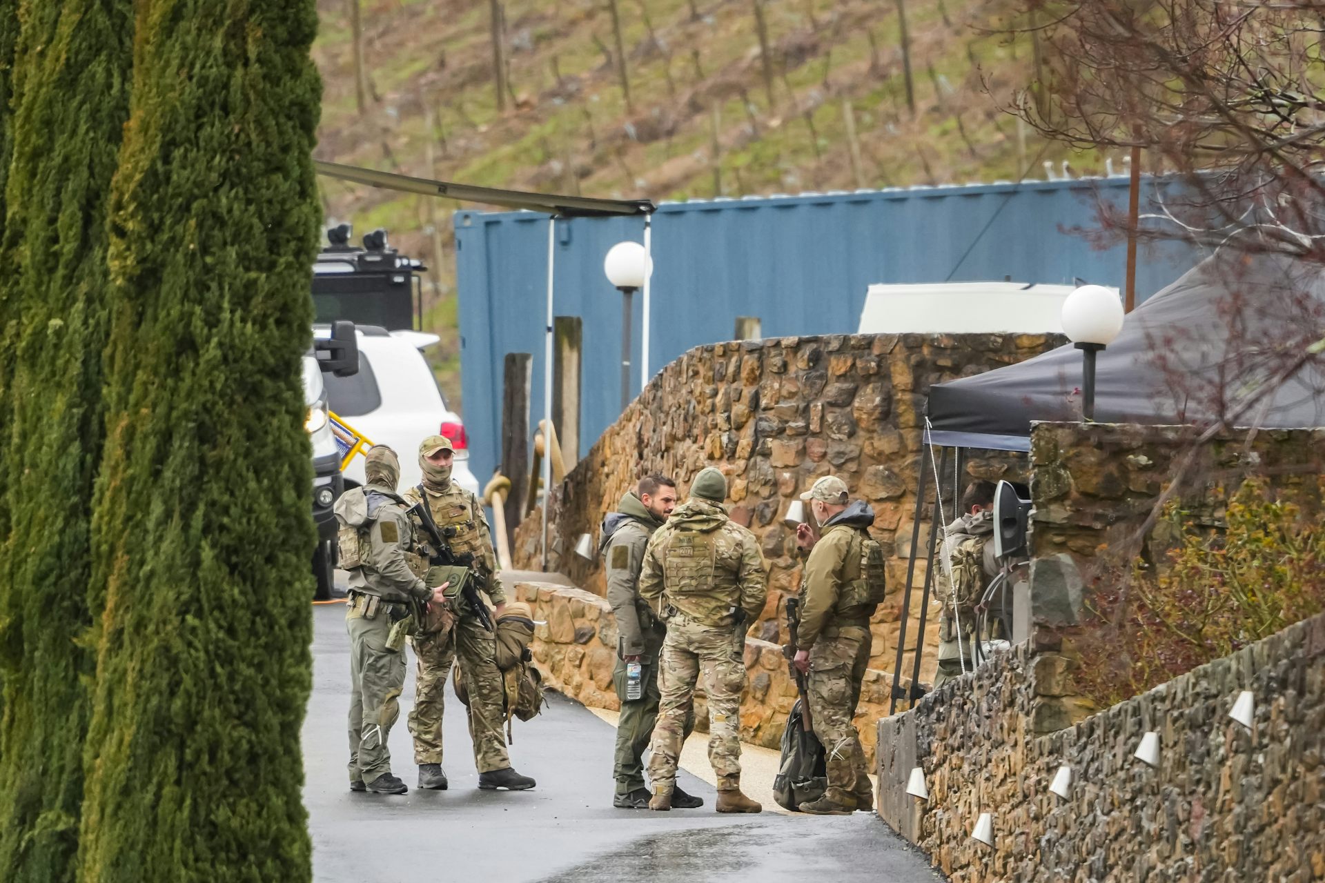Heavily armed Special Operations Group officers arrive in Porepunka.