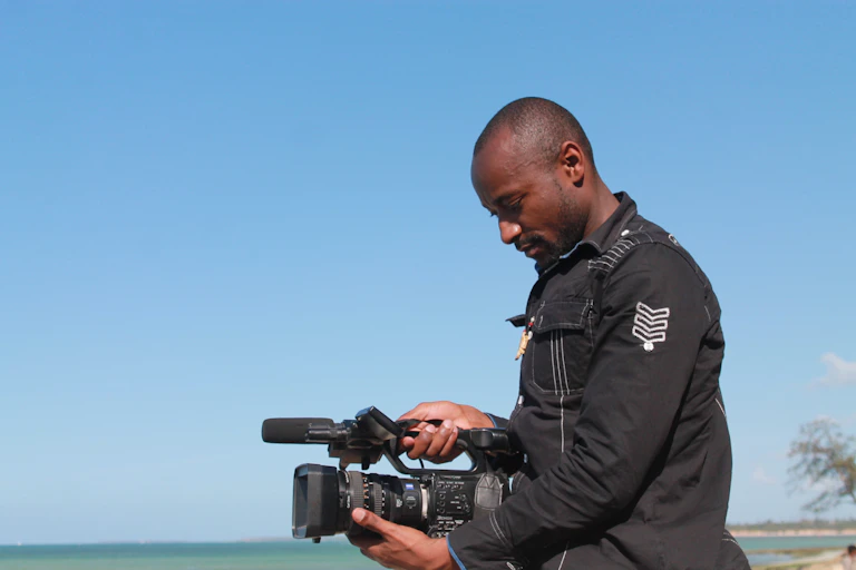 A man holding a camera