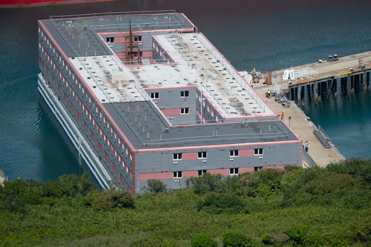 Huge barge to house asylum seekers in UK port.