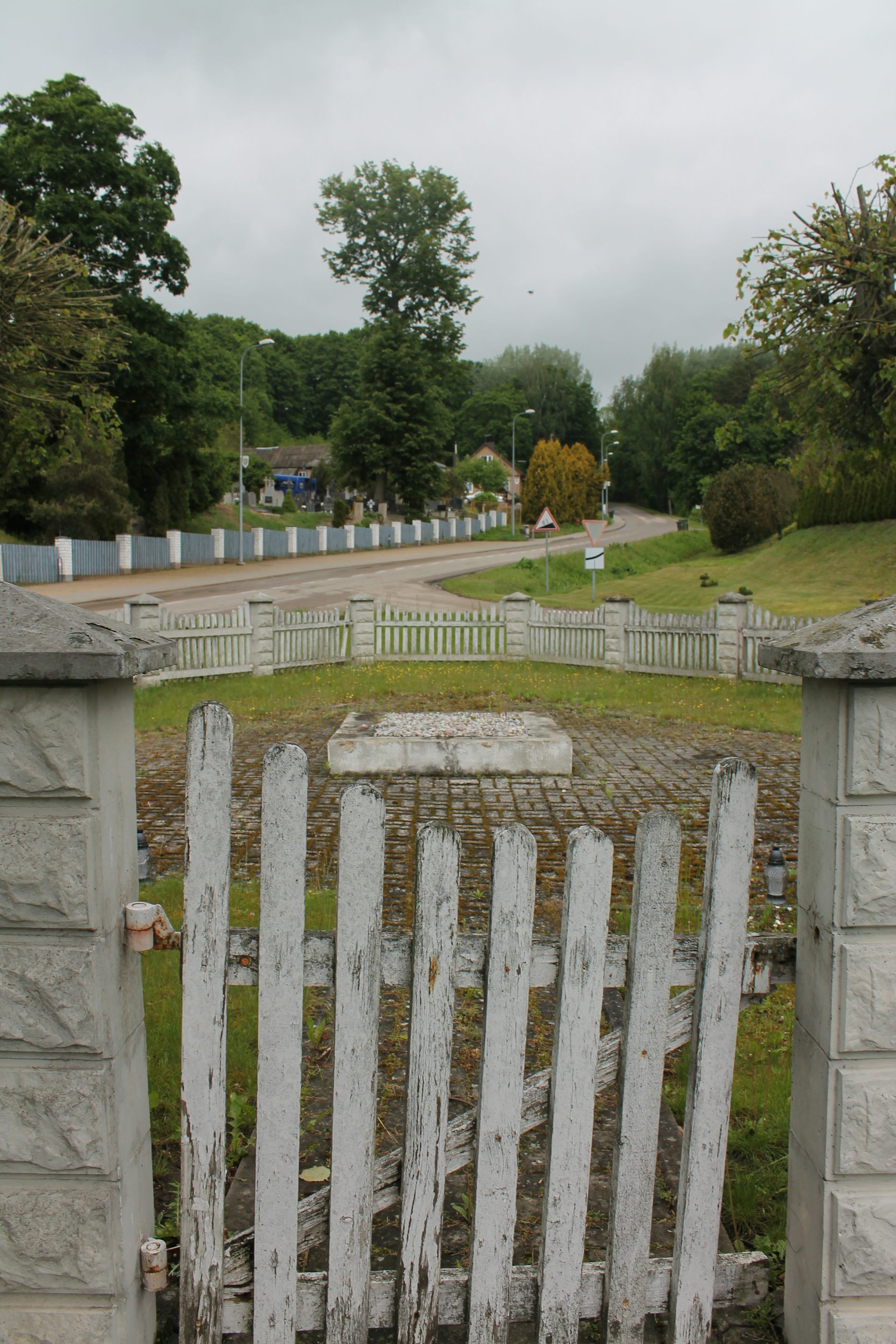 An empty plinth where a Soviet monument once stood in Seredžius, Lithuania.