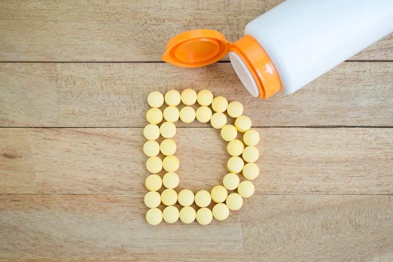 Pills spelling a letter "D".