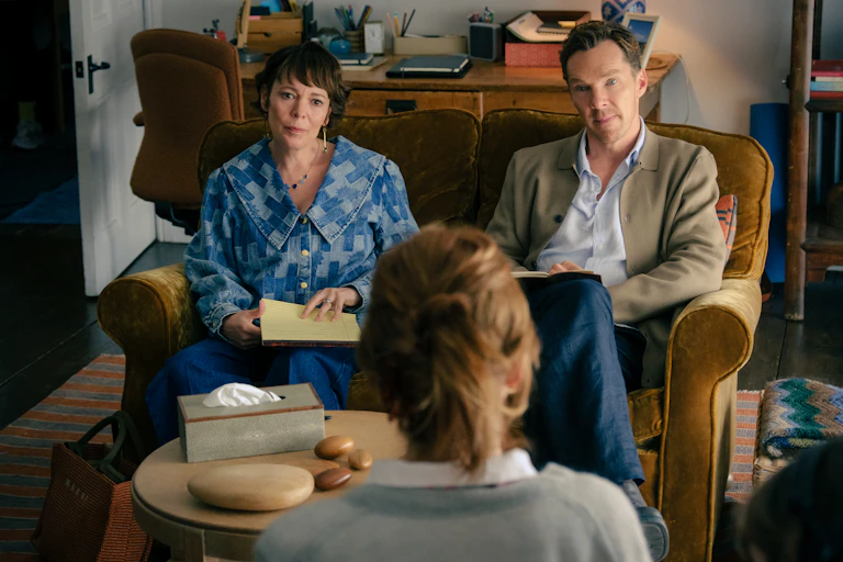 Olivia Colman and Benedict Cumberbatch as Ivy and Theo Rose.