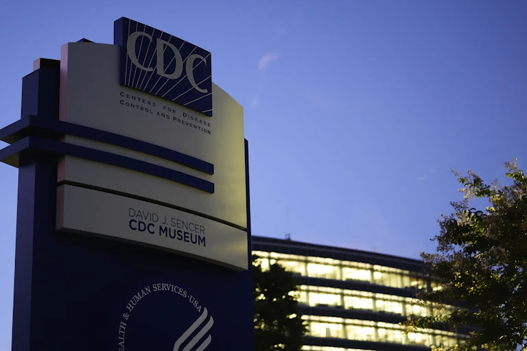 A sign at the entrance to the US CDC headquarters in Atlanta.