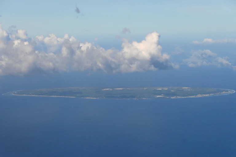 The Micronesian nation of Nauru as seen from the air.