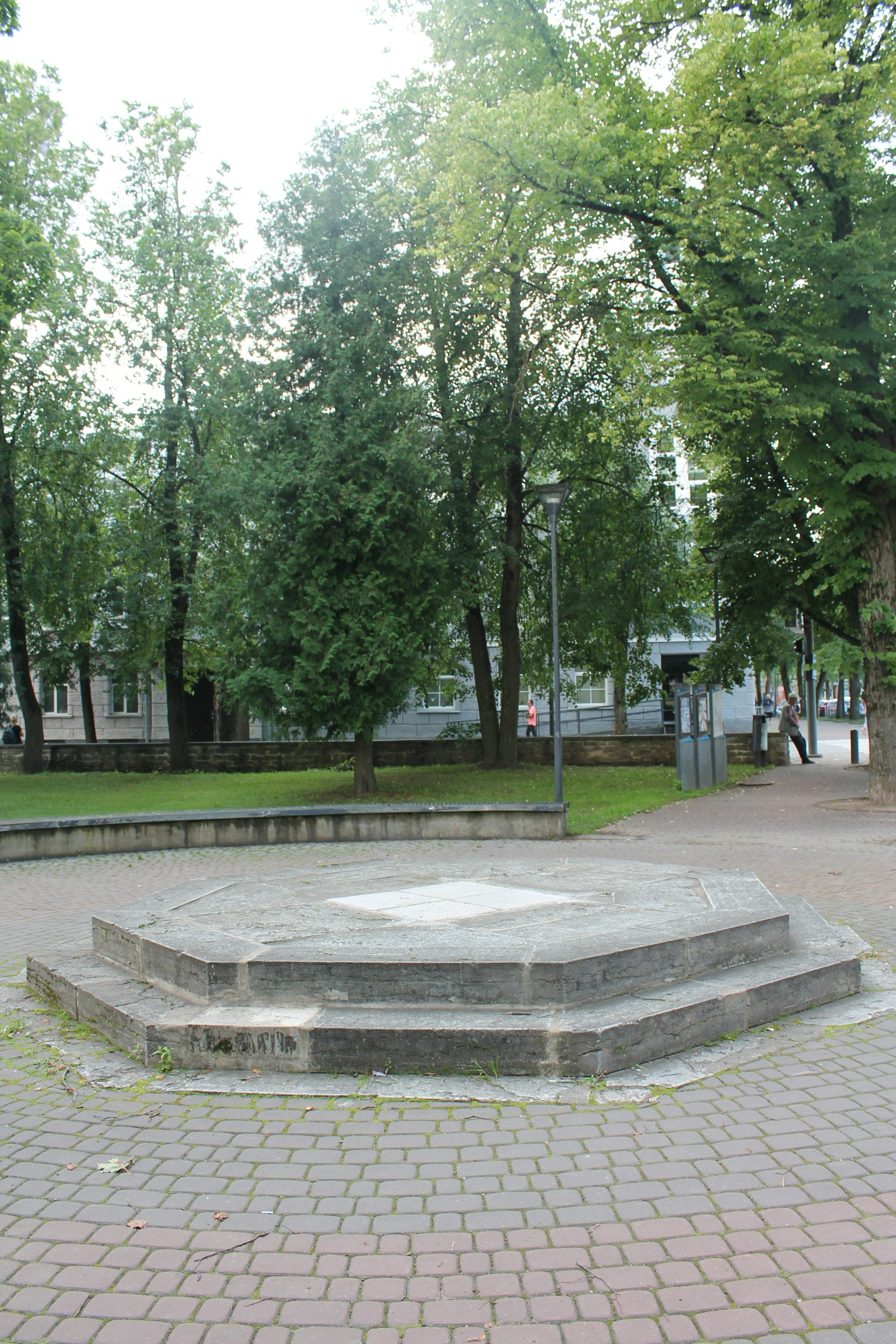 The empty plinth at the former site of a Soviet-era monument.