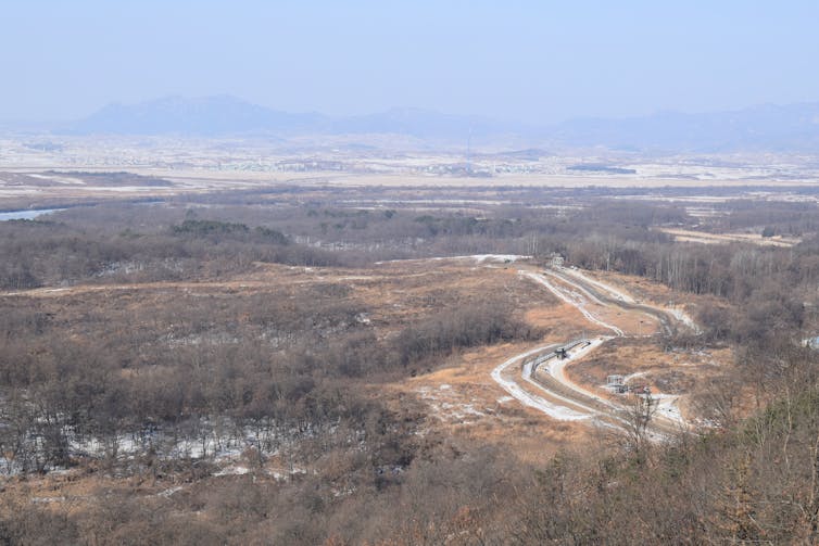 Aerial view of Korean DMZ