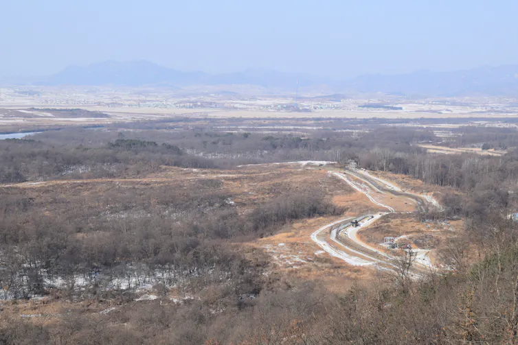 Aerial view of Korean DMZ