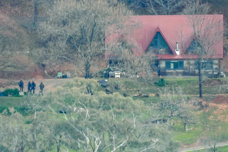 Victorian armed tactical response officers are seen in Porepunkah, Victoria.