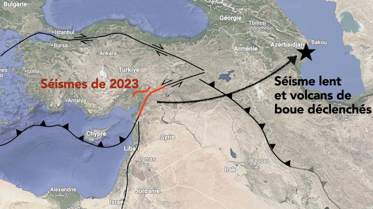 carte des 2 séismes et des effets observés à distance