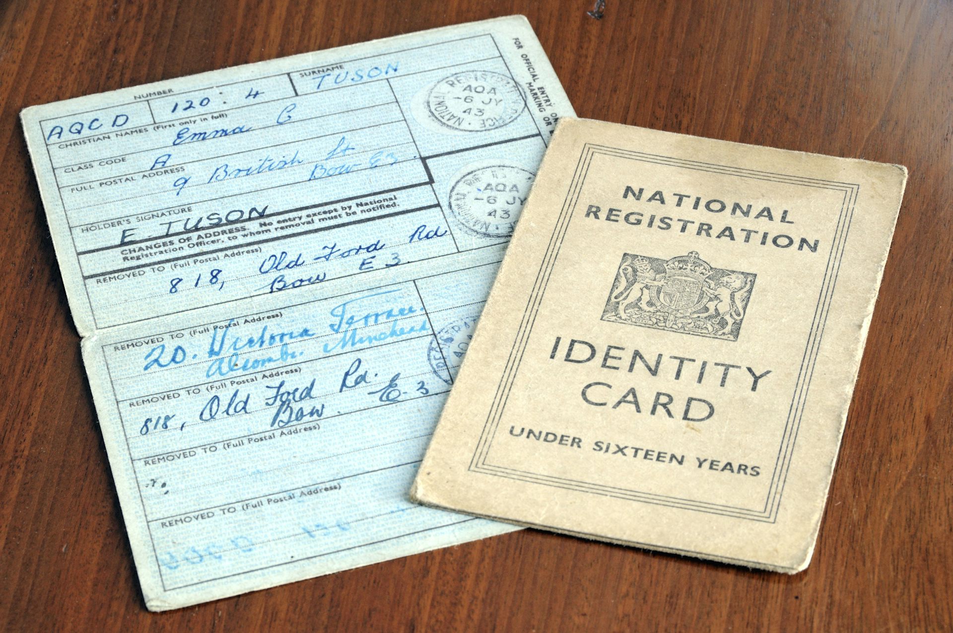 A second world war national identity card.