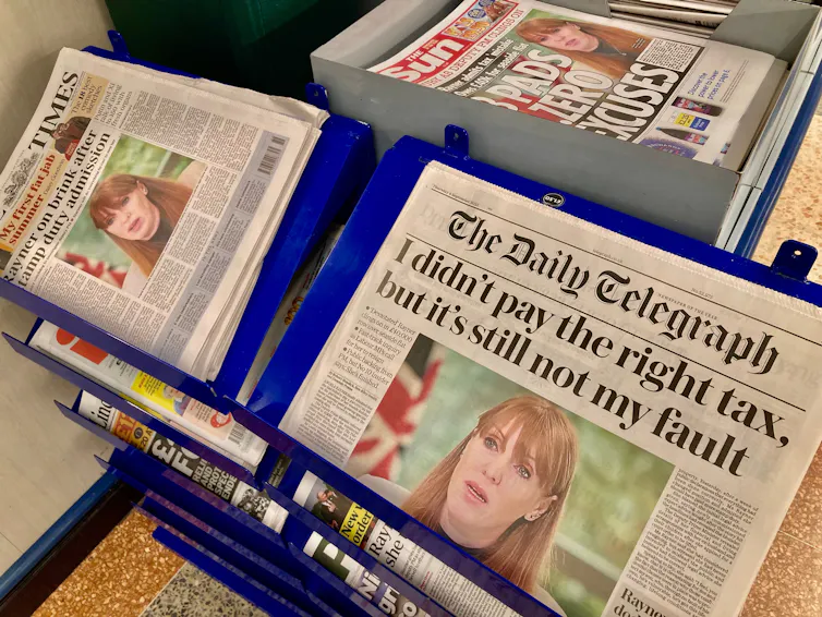 newspaper front pages covering the story of angela rayner's stamp duty controversy