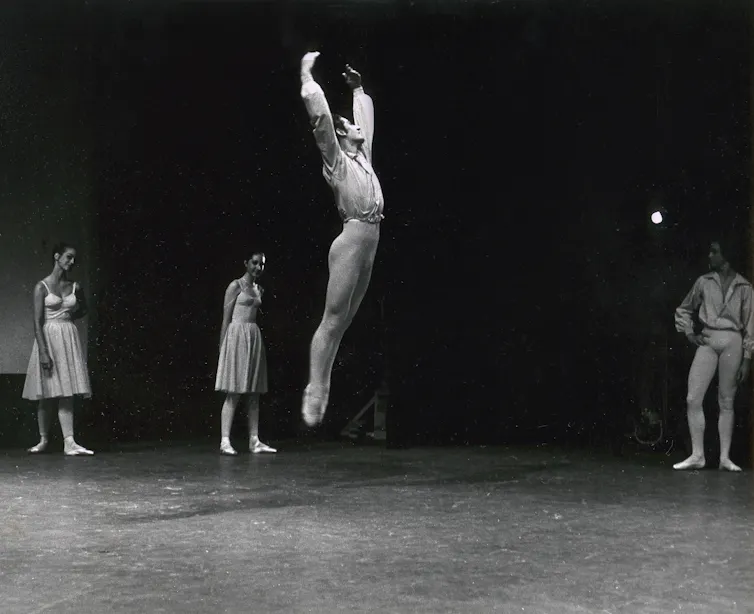 Production photo: Welch jumping.