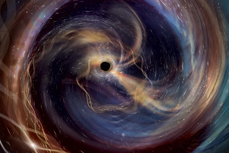 Artistic representation of a ringing rotating black hole