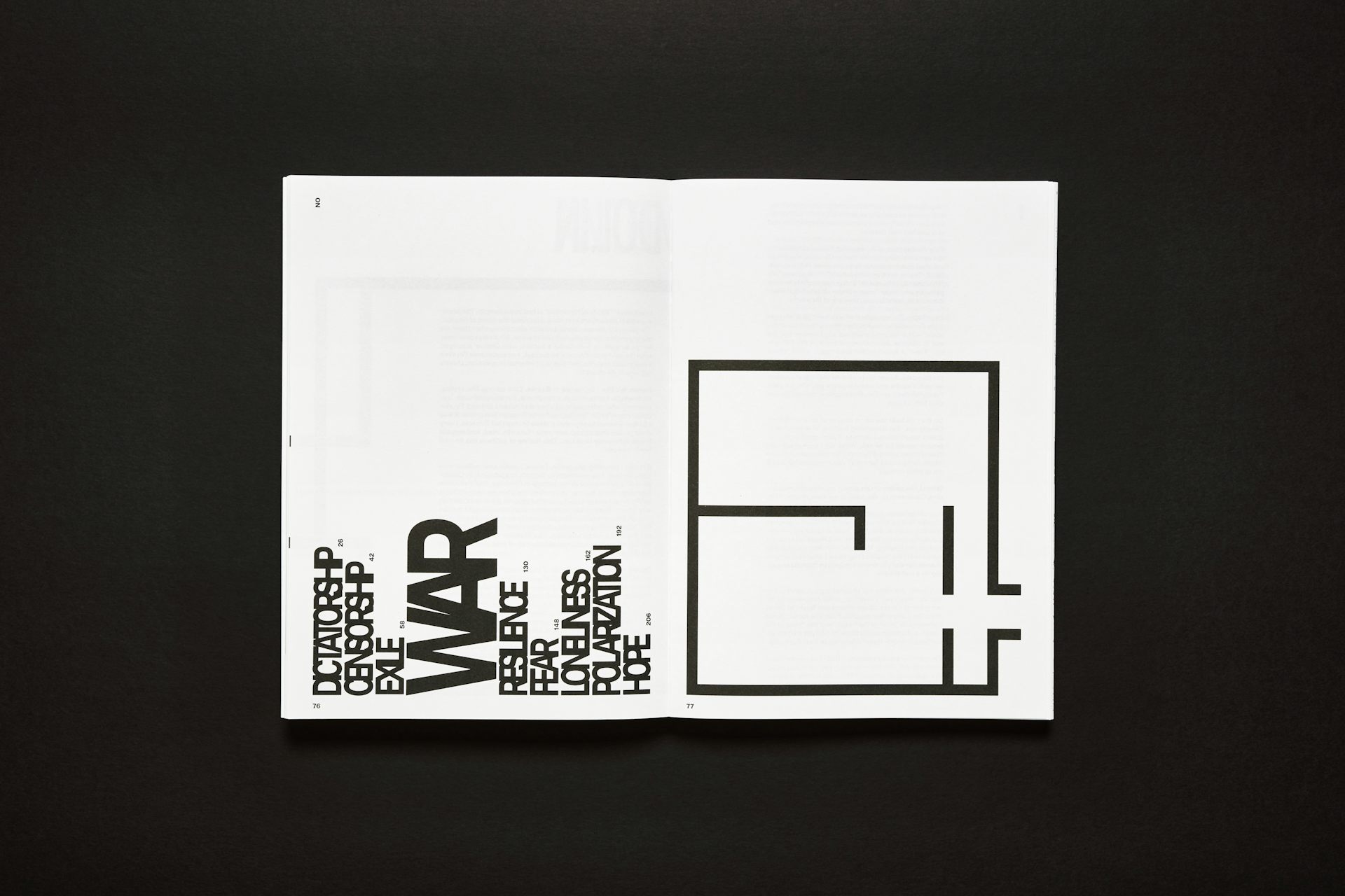 NO exhibition catalogue: Table of Contents