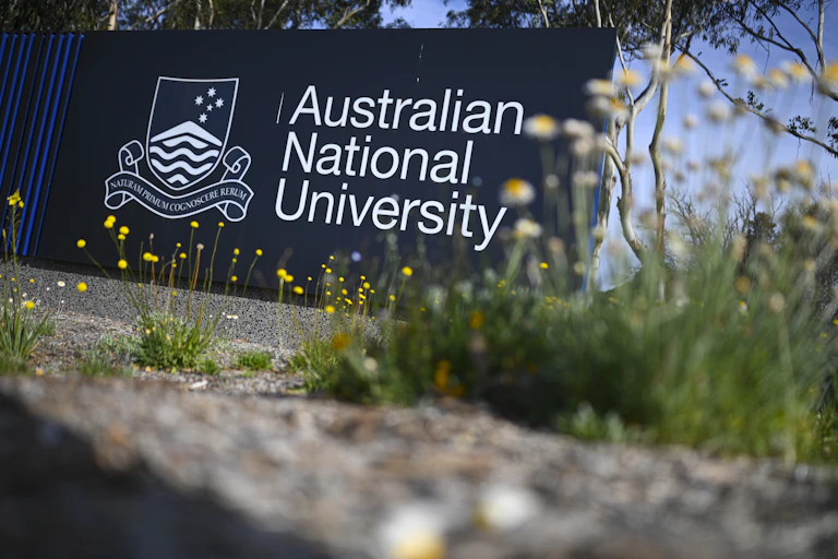 Entrance sign for 'Australian National University'