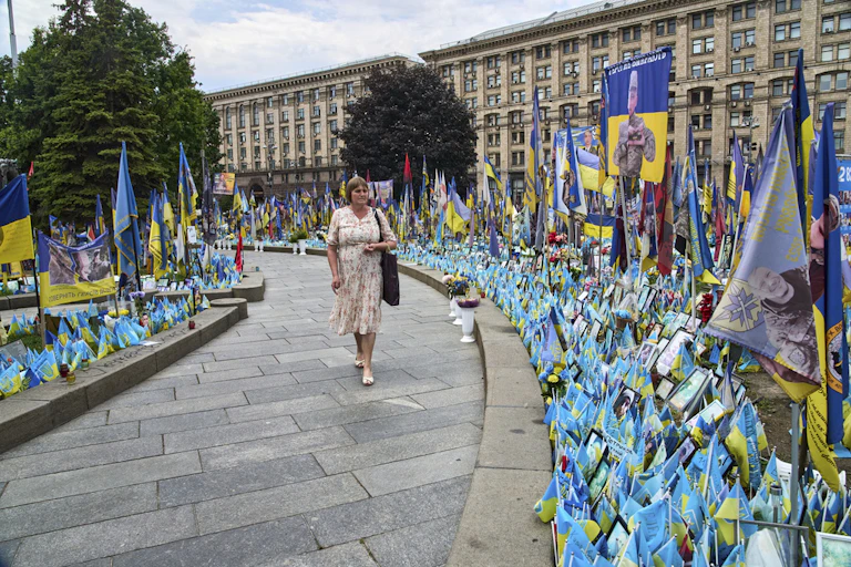 A makeshift war memorial.