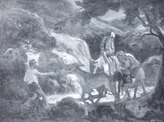 Dibujo de un hombre robando un burro.